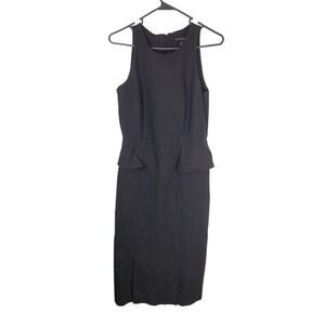 Banana Republic Sleeveless Peplum Sheath Stretch Black Dress Womens Sz 6 Tall